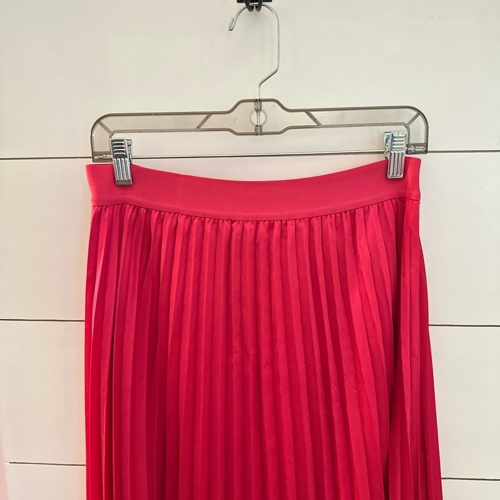 LUCY PARIS L pleated Pink smooth midi polyester woman quiet luxury trendy skirt - Picture 4 of 10